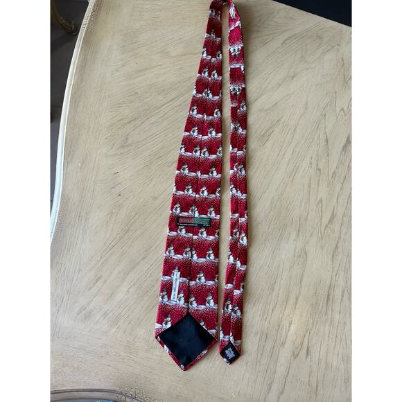 Hallmark Holiday Traditions 100% Silk Neck Tie Christmas Snowman Red Santa Snow - Picture 5 of 5